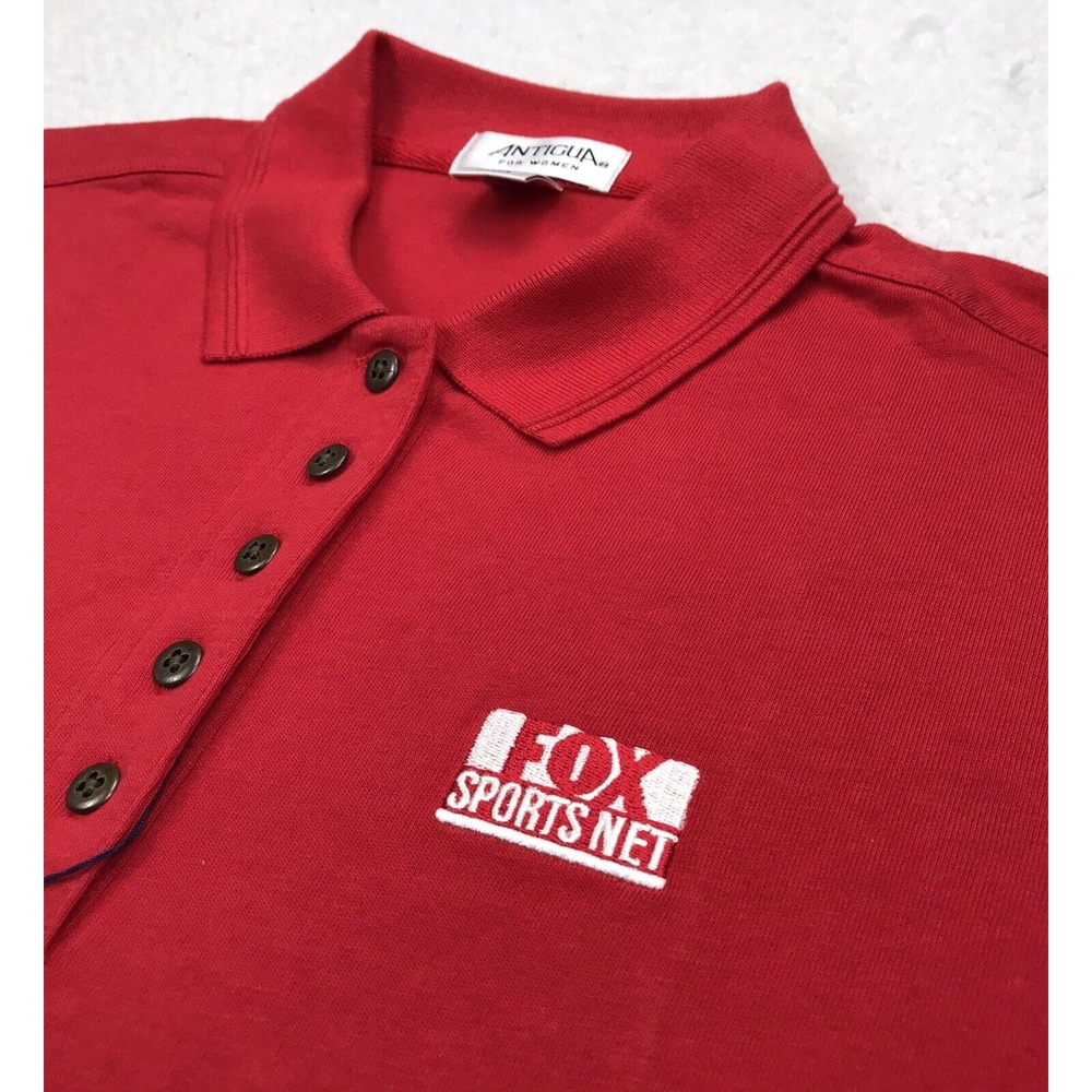 VTG Fox‎ Sports Network Polo Shirt Womens Medium Red Logo Antigua 90s Golf RARE